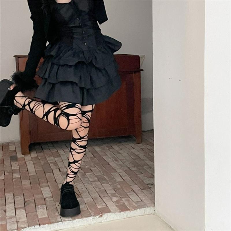 Y2K Distressed Tights Fishnet Stockings Summer Sheer Pantyhose Tights for Womens