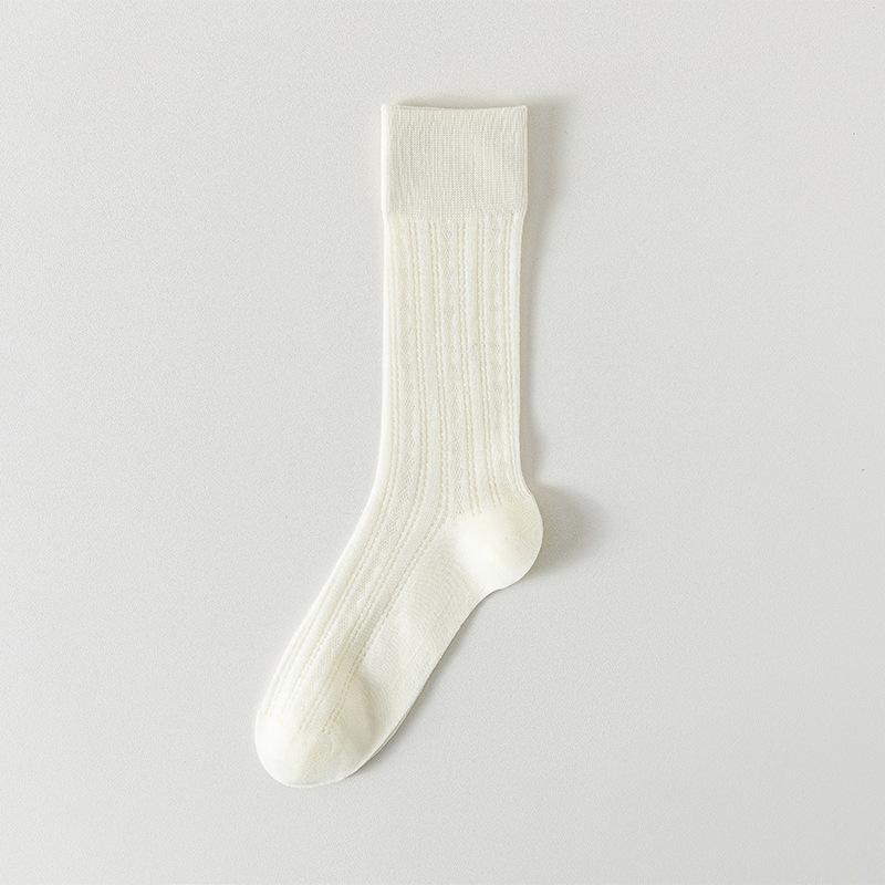 Ladies Spring and Summer Thin White Mesh Hollow Breathable Boneless Tube Cotton Socks