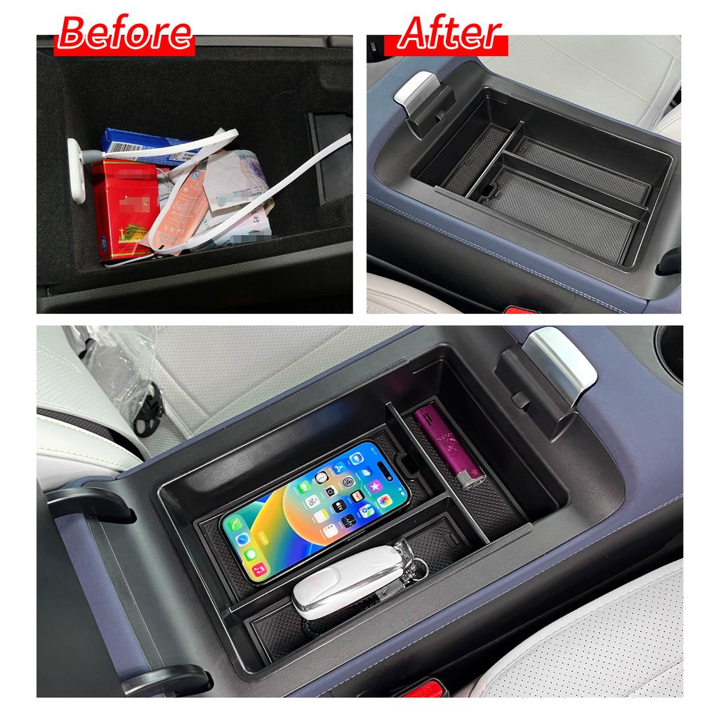 for Xpeng G6 2023 2024 Armrest Storage Box Car Center Console Tray Organizer Interior Accessories Tidying Black
