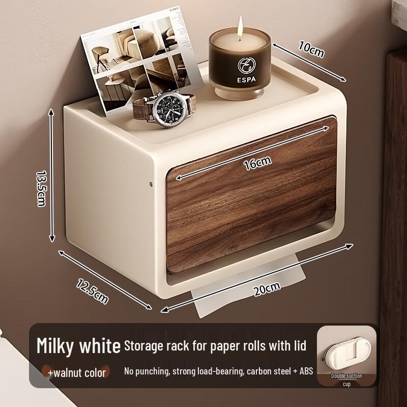 Andus Punch-Free Wall-Mounted Tissue Box with Storage Shelf