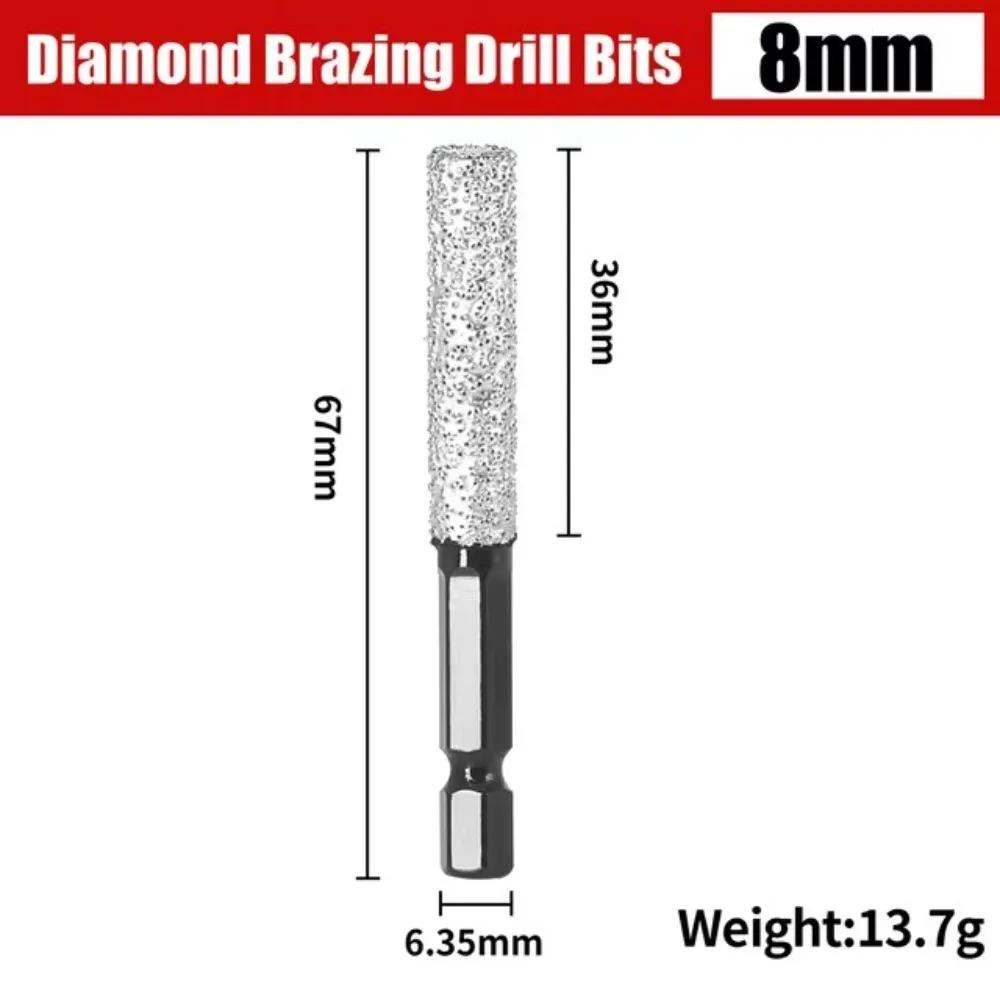 Foret diamanté 6/8/10/12mm Tige hexagonale Ouvre-trou brasé céramique Scie cloche pour granit Carrelage céramique sec