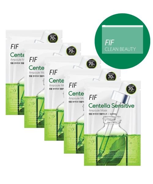 Centella Asiatica Sensitive Soothing Mask Pack (5 Sheets) + Travel Transparent Pouch Special Set