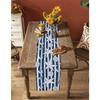 Nautical Ocean Blue Stripes Linen Table Runners Dresser Scarf Decor Washable Beach Conch Starfish Shell Table Runner Party Decor