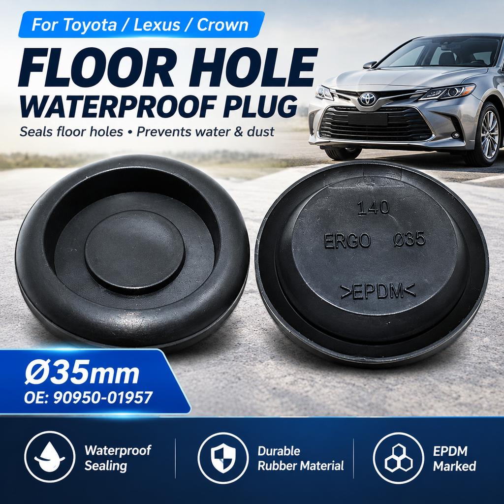 Floor Hole Waterproof Plug Cover for Toyota Lexus Crown, Black Round Rubber Plug