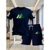 2026 Summer Fashion Trendy Casual Sports Two Piece Set Youth Men's Short sleeved T-shirt+Shorts Set Trendy 2D Printed Pattern