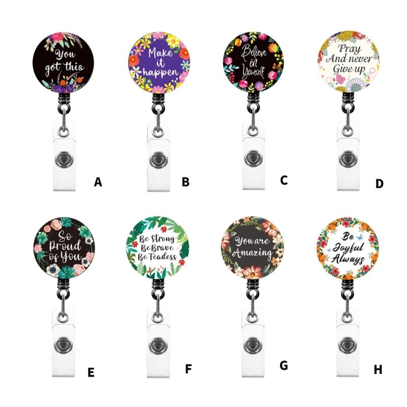 Retractable Badge Holder with Metal Clip Rotating ABS Badge Holder for Student Teacher Doctor Nurse Badge Holder