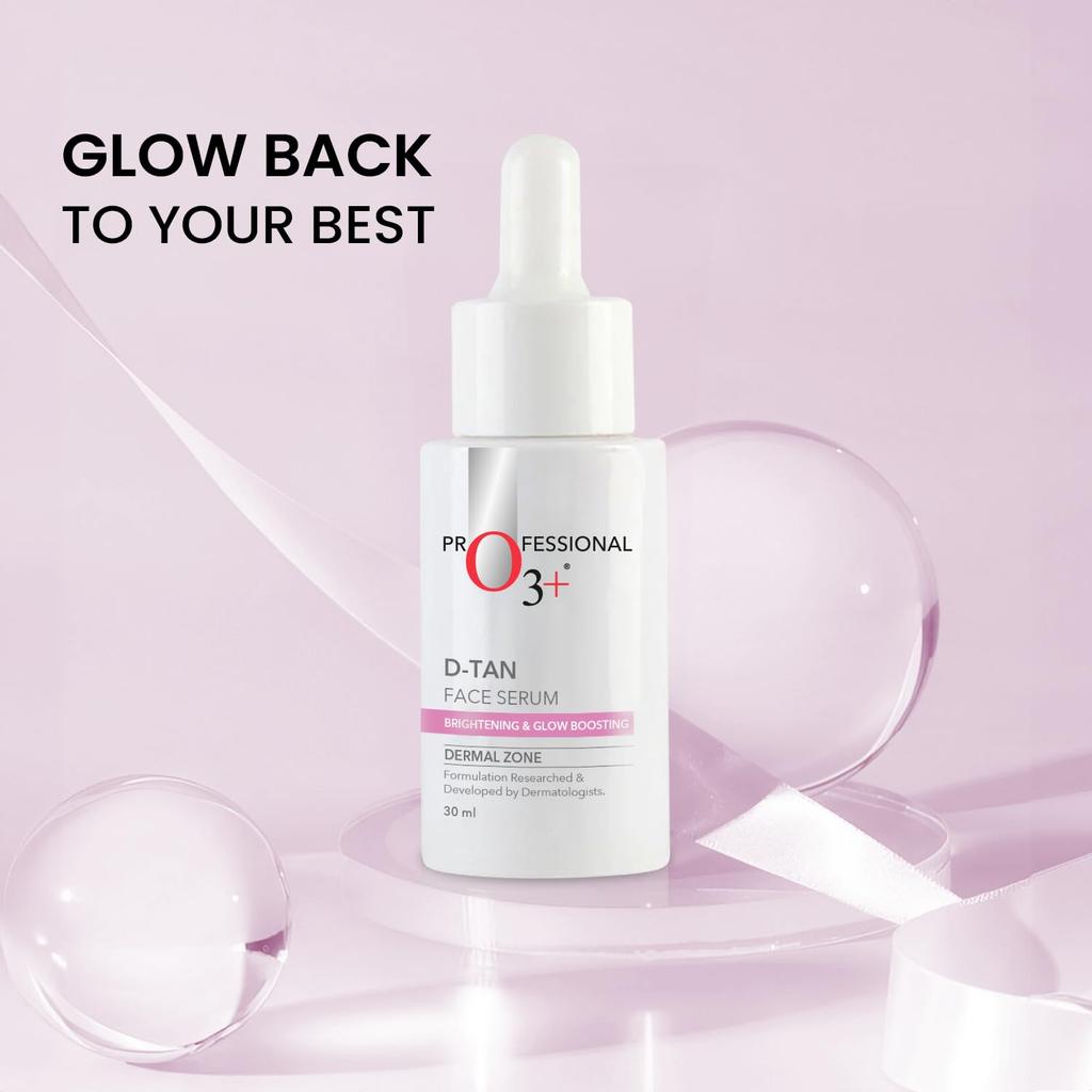 O3+ D-Tan Face Serum 30ml Pack of 1 for Tan Removal, Skin Brightening, Glow & Dark Spot Reduction
