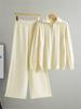 Women's Versatile Autumn/Winter Half-Zip Knit Top and Wide-Leg Pants Set