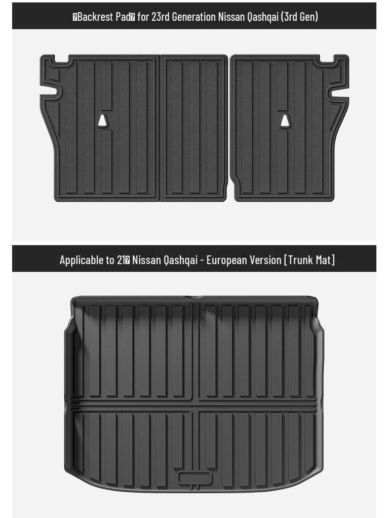 Eco-Friendly TPE Floor and Trunk Mats with Seat Back Cushion for 2021-2025 Nissan Qashqai
