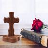 Natürliches Walnussholz Religiöses Stehkreuz Ornament mit abnehmbarem magnetischem Ständer Kirche Zuhause Ostern Glaube Handwerk