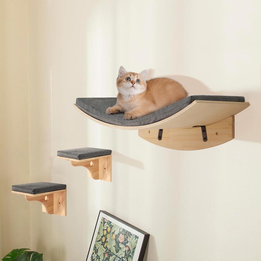 Wall Mounted Cat Shelf Bed with Soft Cushion Cat Perch Indoor Cat Furniture for Kittens & Adult Cats Climbing Sleeping & Playing