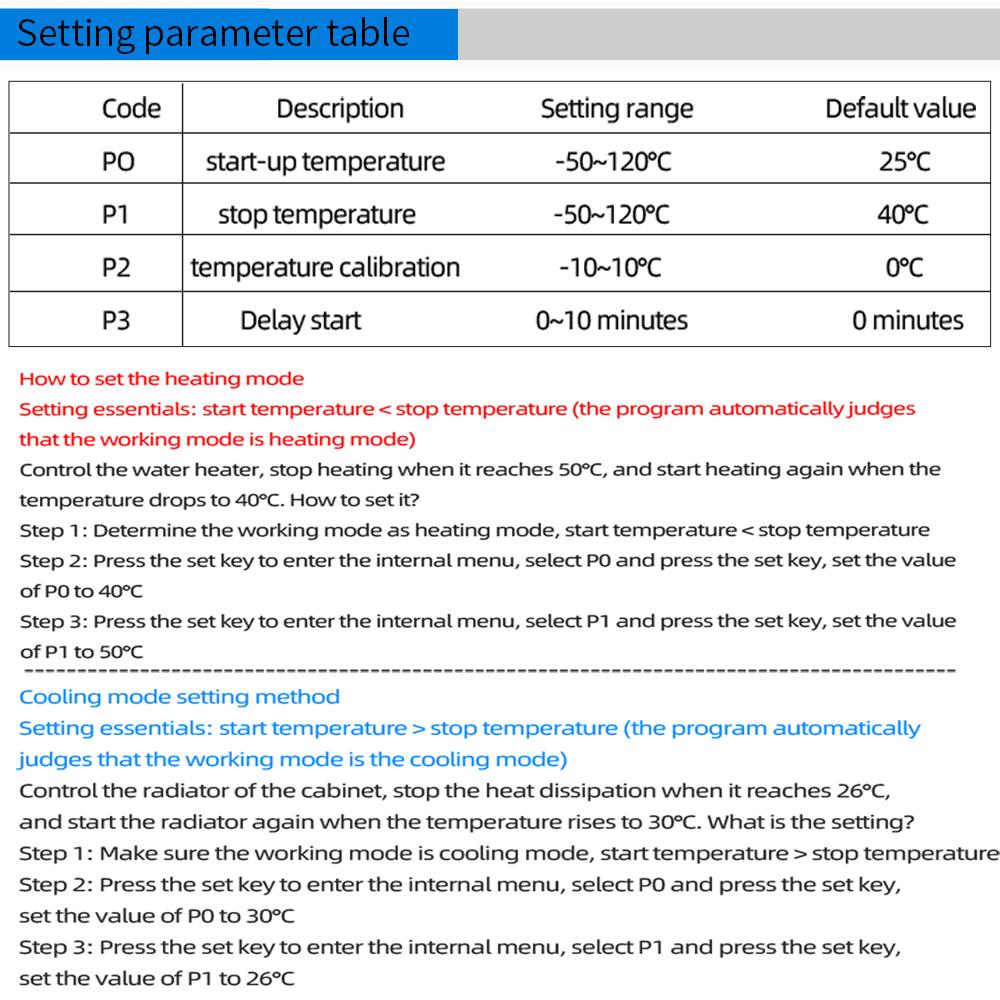 W2022 Temperature Controller AC110/220V LED Display Digital  Thermostat 1500W Smart Microcomputer Precise Temperature Control