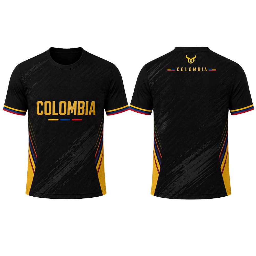Colombian Flag Pattern 3D Printed T-shirt, Summer Outdoor Football Sportswear, Men's Street Fashion Casual Short Sleeved Tops
