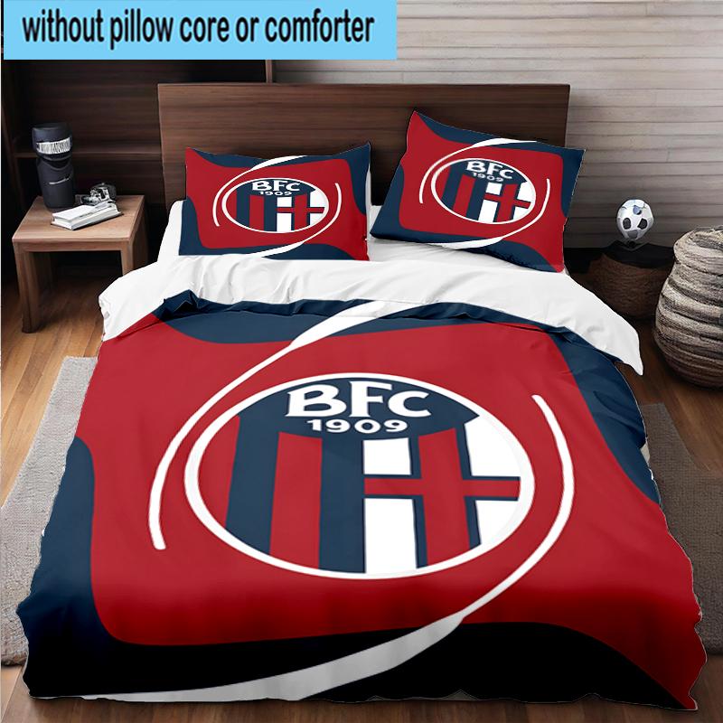 3PCS Football Bologna Bedding Set,Including 1pc Duvet Cover And 2pcs Pillowcases Perfect for Bedroom, Dormitory, Fan Christmas gift