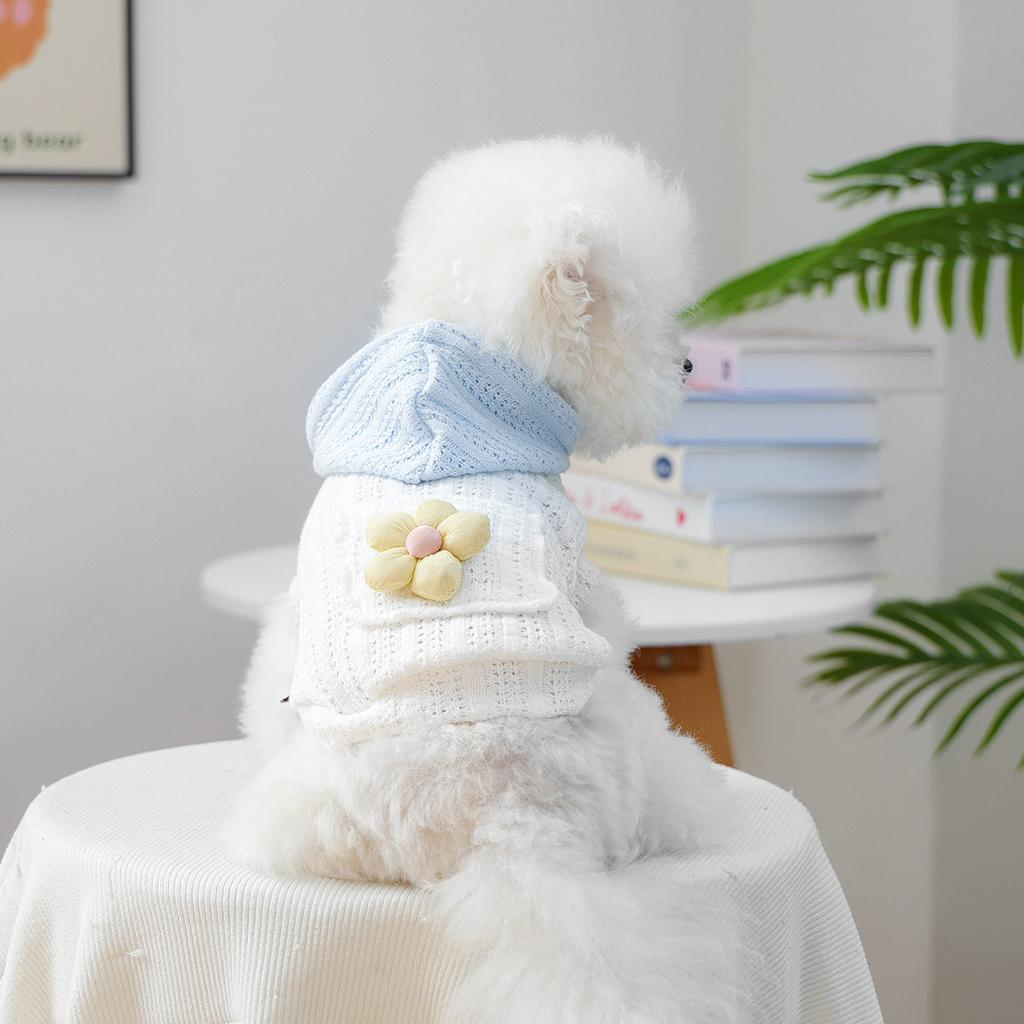 Pet Circle Cute Pet Dog Dog Clothes Flower Hollow Knitted Hoodie