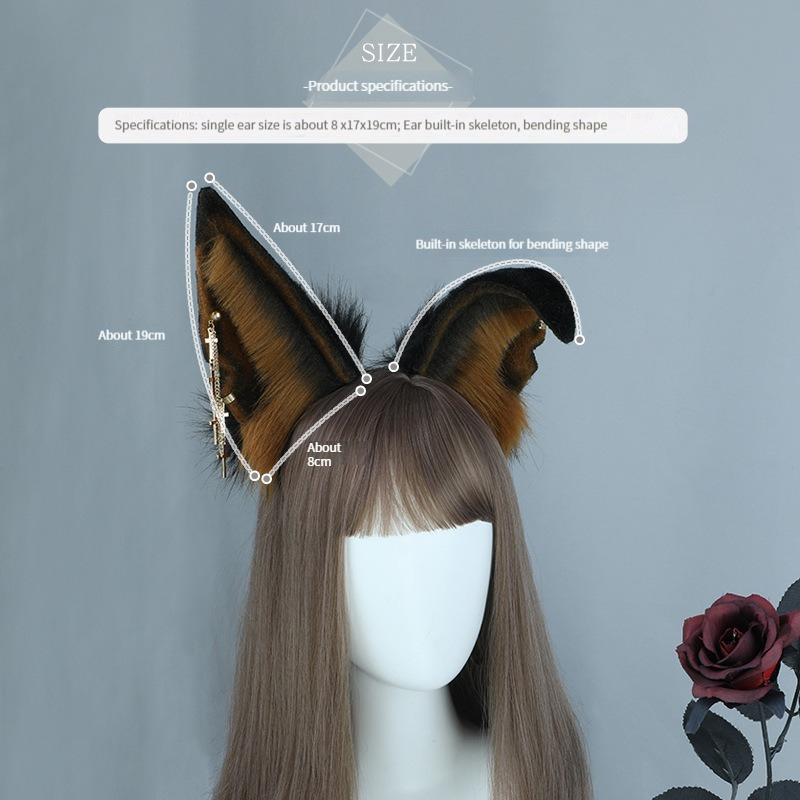 Simulation Cosplay Bärtiger Wolf Haarreif Plüsch Kopfbedeckung Haar Accessoires Pelzig Flauschig Halloween Party Bestienohr Haarreif