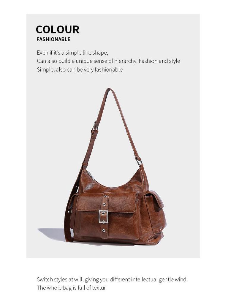 Autumn/Winter 2024 Retro Biker Pocket Bag: High-Capacity, Chic Crossbody for Fashionable Commuters