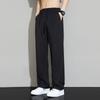 Mens Lightweight Breathable Straight Fit Casual Pants - Slimming Quick Dry Ice Silk Feel With Drawstring Waist