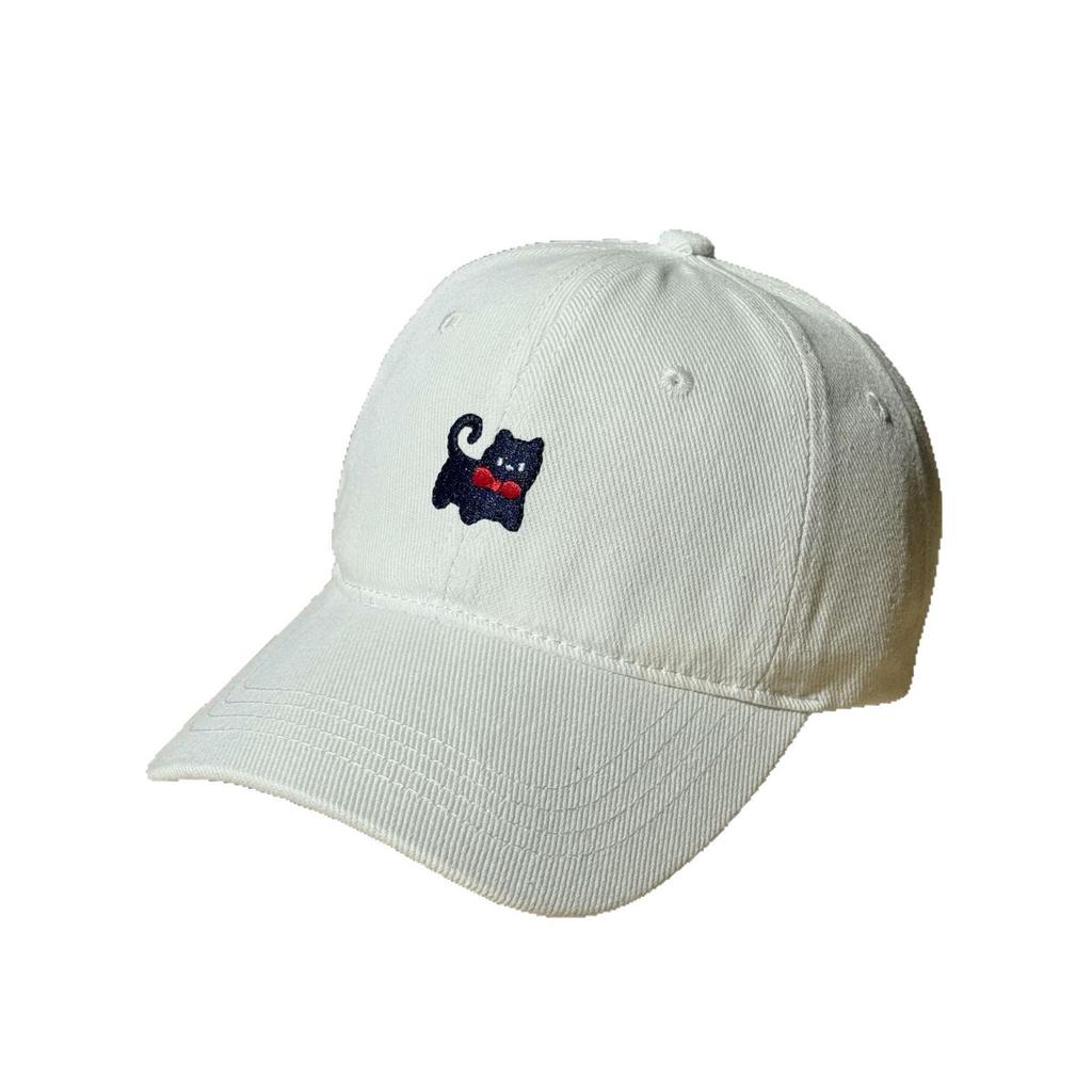 Embroidered Kitten Embroidered Baseball Cap for Women Autumn and Winter Korean Version Small Face Big Head Circumference Peaked Cap for Men