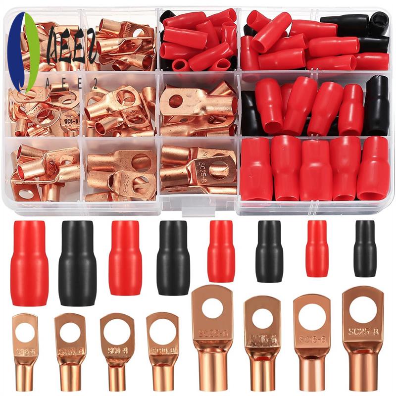 

AEE2-Tube Cable Lug Set, 120 Pieces Pipe Cable Lugs Set, Bolt Hole Tinned Copper Terminals, Crimp Connector, Cable Lug Set