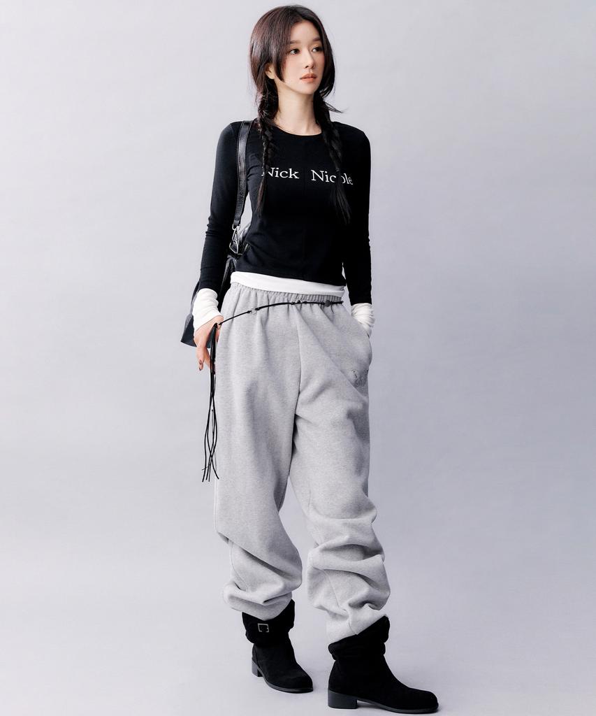 Nigaennikol Butterfly Warm Cotton Sweat Pants_Gray