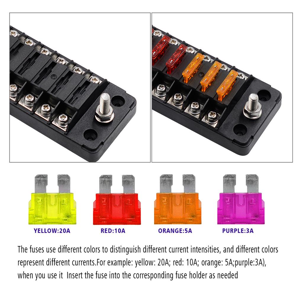 1 Unit 12 Boxes Fuse Box Fuse Marine Led Indicator Fuse Panel Cover and Fuse Automatic Replacement Fuse Block Directed Copper Screw