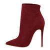 Fashion Women Leather Suede Ankle Boots Side Zipper Pointed Stiletto Heel Low Boots Solid Color Classic Simple Fashion Women Boots