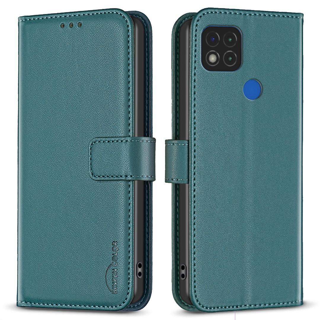

BINFEN COLOR BF17 Wallet Case for Xiaomi Redmi 9C/Redmi 9C NFC/Redmi 10A/Poco C31 Stand Leather Phone Cover Green