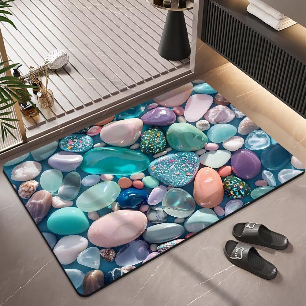3D Expansion Wind Three-dimensional Diatom Mud Bathroom Floor Mat Absorbent Toilet Door Mat Home Non-slip Foot Mat