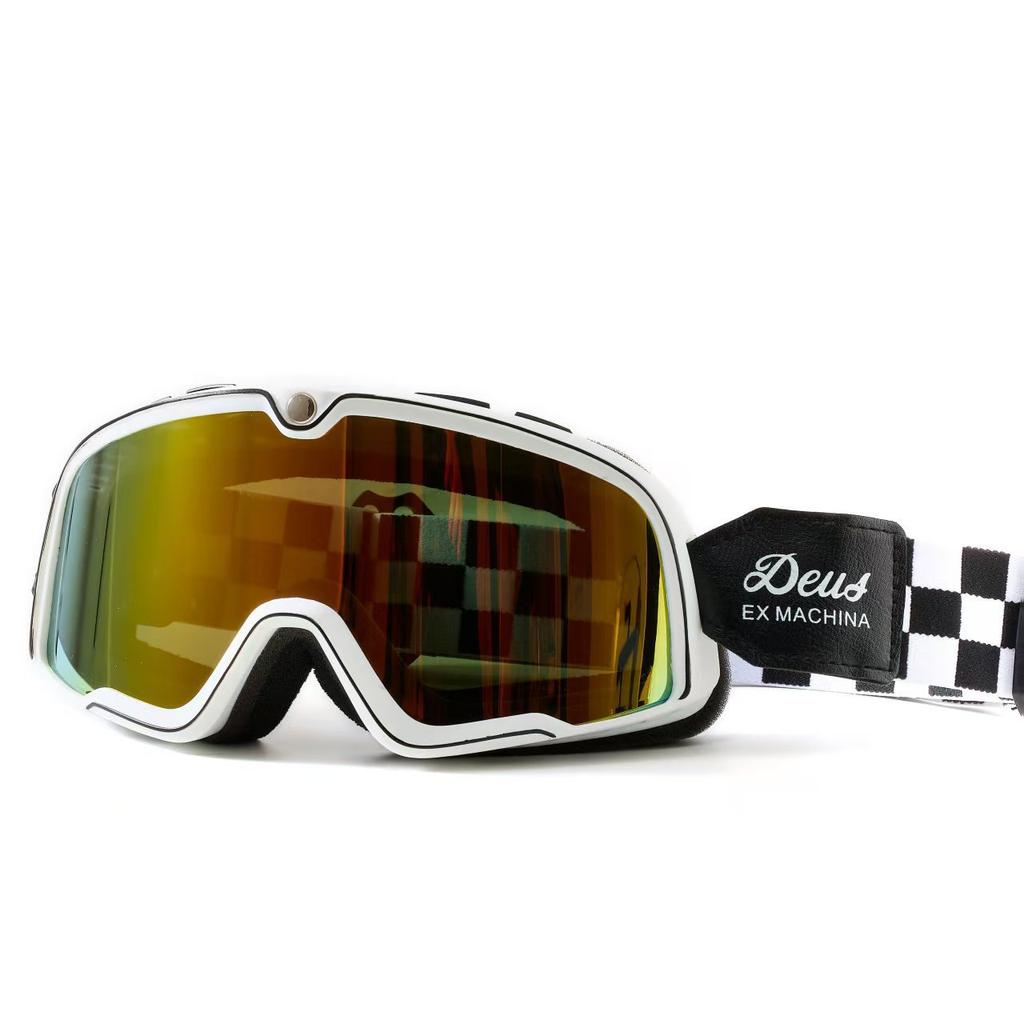 Occhiali Vintage Motocross Telaio Flessibile in TPU Lente HD in Policarbonato Occhiali da Moto Antivento Antipolvere Occhiali da Corsa per Sport all'Aperto