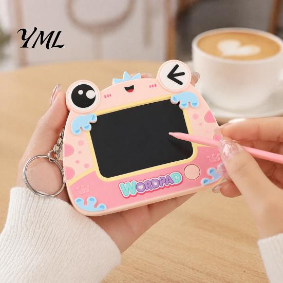 Small Doodle Board Mini Drawing Keychain for Kids, Cartoon Frog Writing Pad with Reusable Key Ring, Hanging Sketch School Bag Animal