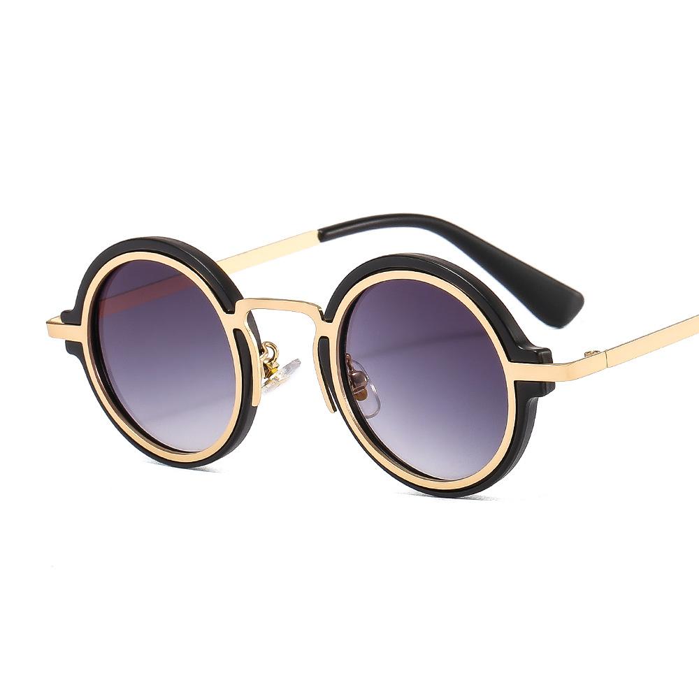 2026 Classic Fashion Hip Hop Sunglasses Custom logo Street Beat Metal Punk Steam Round Womens Sunglasses