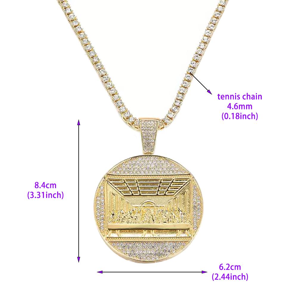 Neue Anhänger 'Das letzte Abendmahl' Kubanische Gliederkette mit 14mm Iced Out Kette Mode Hip Hop Herren Charm Anhänger Tennis Halsketten Schmuck