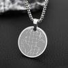 Round Stainless Steel World Map Pendant Charm Men's Necklace Fashion Hip Hop Punk Jewelry Accessories Party Gift