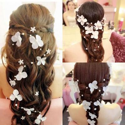 Femmes pliable fausse perle fleur fête de mariage bandeau de mariée diadème chapeaux