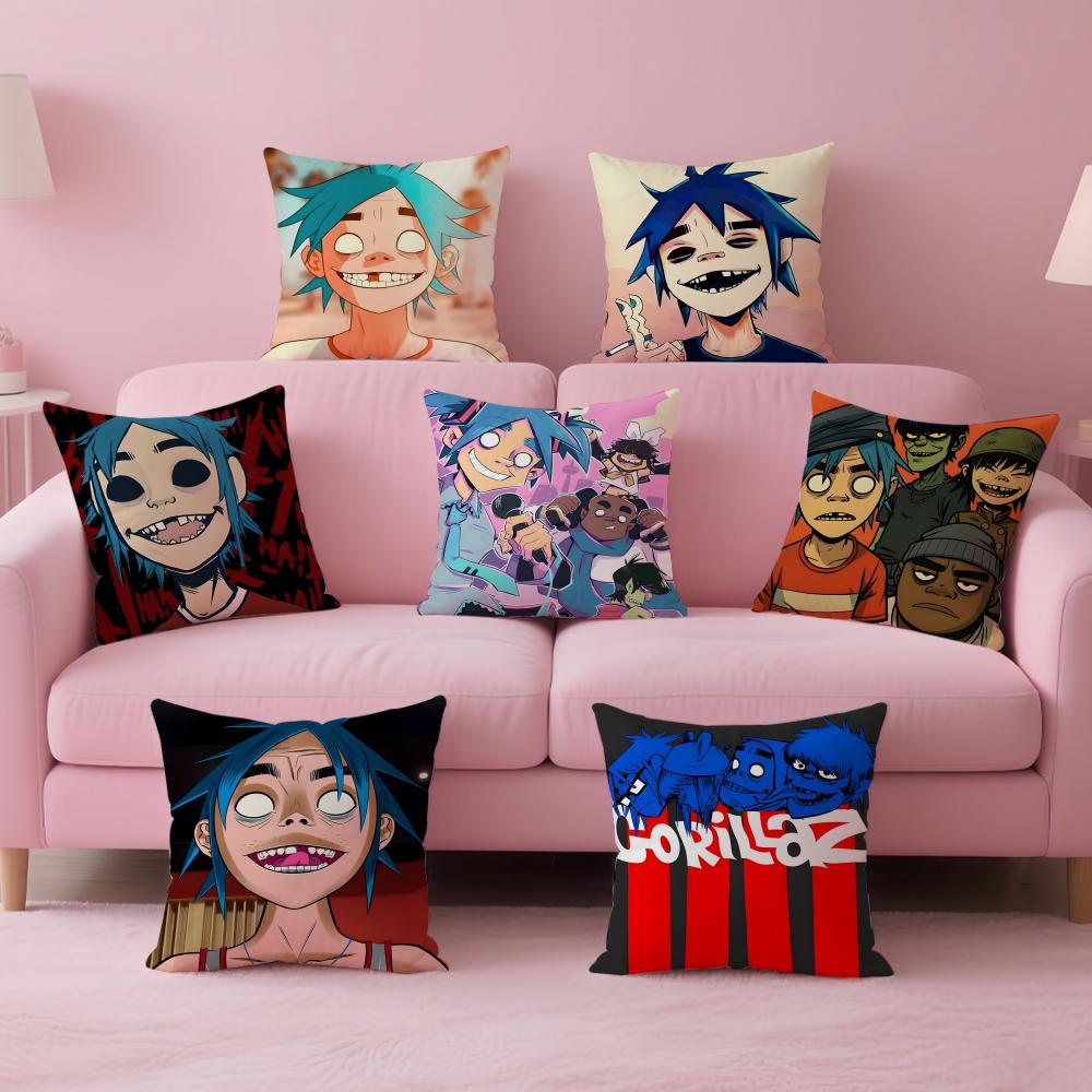 Classic Virtual British Band GGorillaz Cushion Cover Pillow Case Soft Skin Friendly Fabric Concealed Zipper