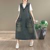 Robe midi en jean à capuche sans manches coupe ample pour femme avec poches