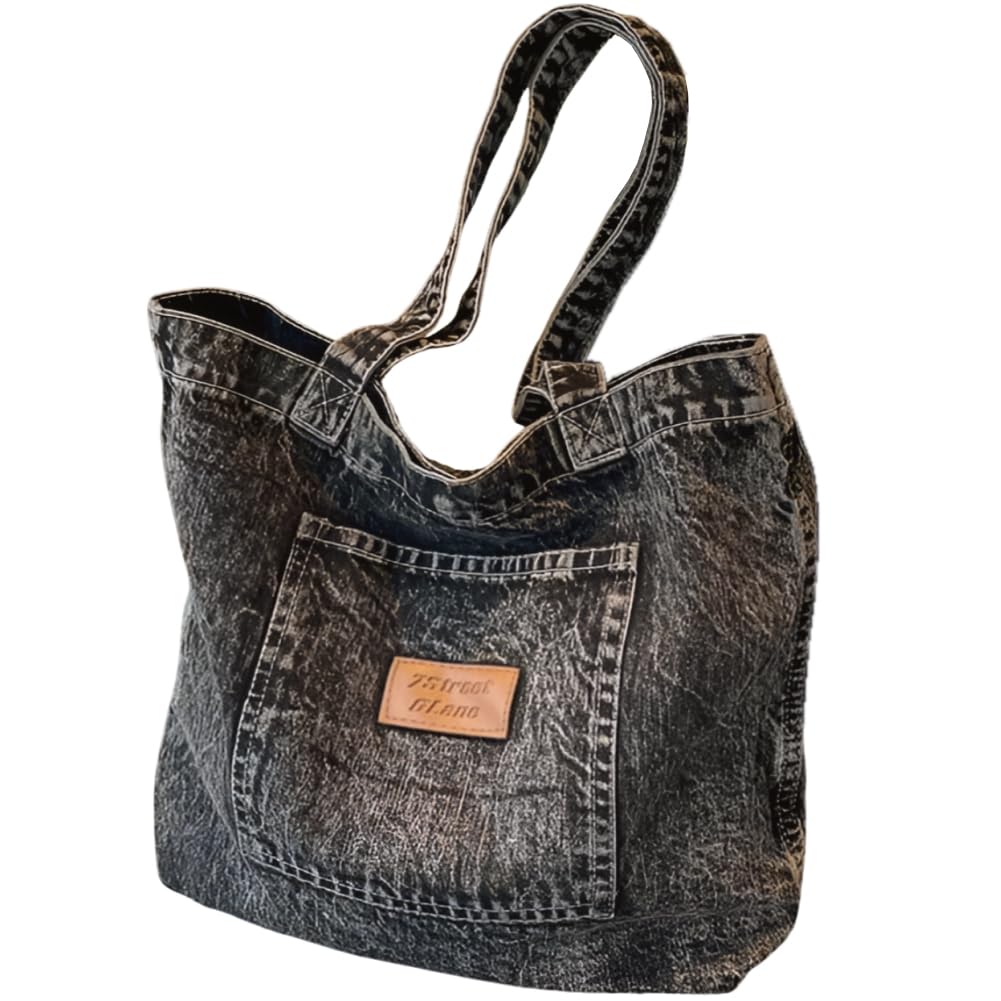 

Tote denim distressed denim A4 vintage shoulder handbag [yumemono] bag, bag, look, fabric, size, look, lightweight, bag, (black) чорний