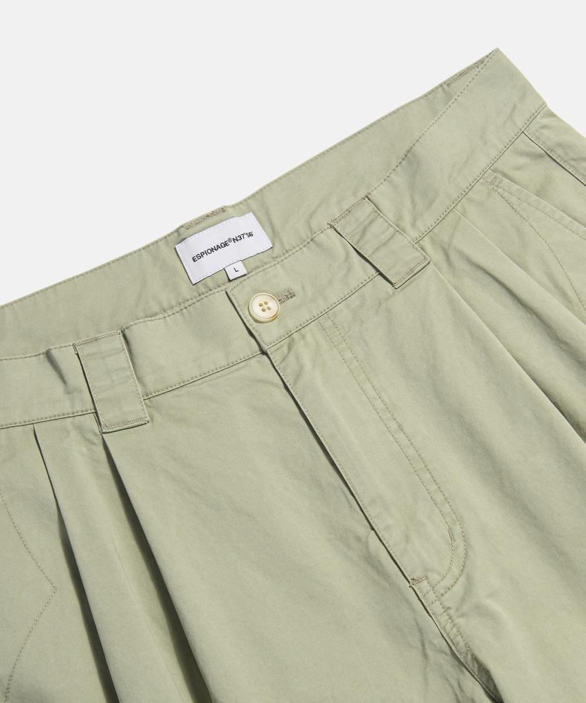 ESPIONAGE Double Pleats Chino Shorts Khaki Beige