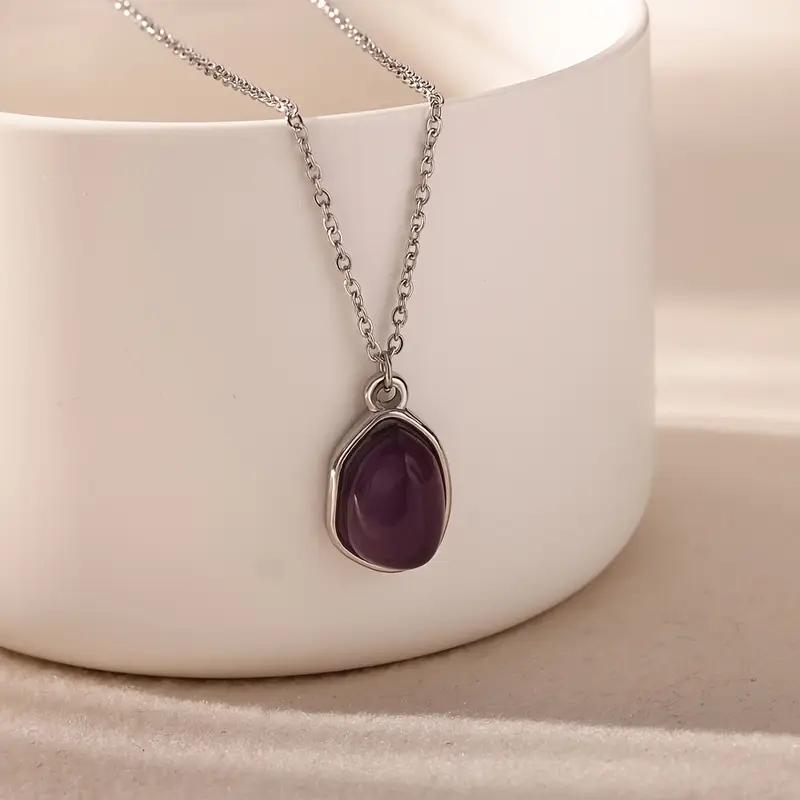 Charm Stone Opal Oval Necklace For Women Gold Color Stainless Steel Waterproof Geometric Vintage Necklace Elegant Birthday Gifts