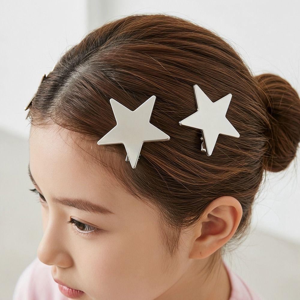 Spicy Girl Silber Stern Haarspange Y2K Niedliche Haarspangen Mode Fünfzack Stern Haarspange Kinder