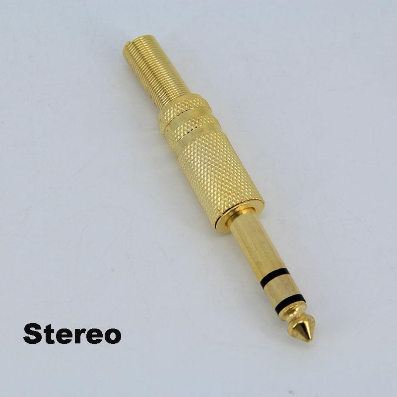 6.35mm 6.5mm Audio Male Female Mono Stereo Solder Connector Plug Socket 2 3 Pole Gold Plated Metal Amplifier Mic Converter