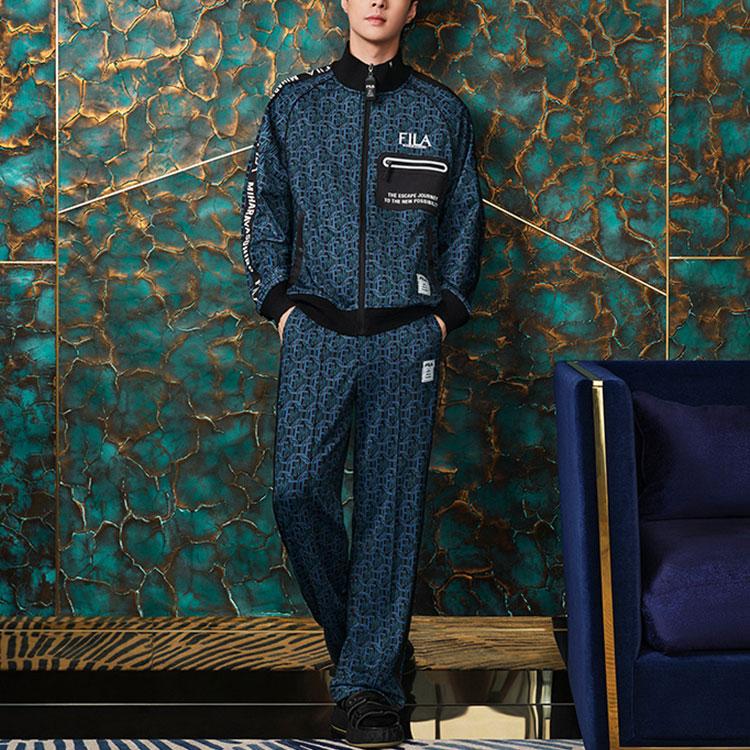 FILA X MIHARA YASUHIRO Geometric Pattern Printed Casual Long Pants Men bottoms Black F11M223601F-BK