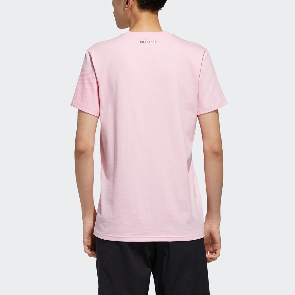Adidas Neo Alphabet Print Casual Sports Breathable Straight T-Shirt Men Tops Pink EI4486