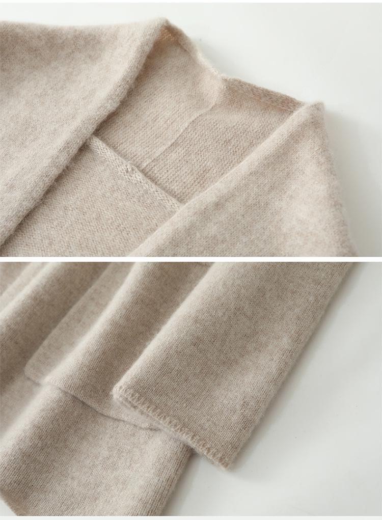 Women's Wool Knit Cardigan - Autumn/Winter 2024, Loose Mid-Length Long Sleeve Sweater/Jacket