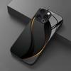 Luxury Wave Line Pattern Tempered Glass Black Phone Case For iPhone 11 12 13 14 15 16 17 Pro Max 17 Air 7 8 Plus XR XS X Cover