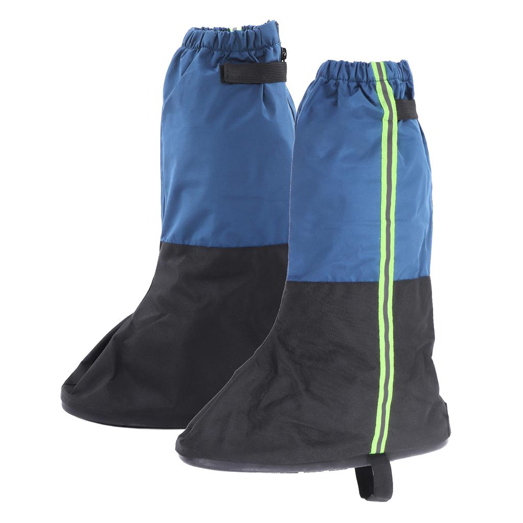 A Pair Shoes Cover Boots Gaiters Blue Waterproof Antiskid Boots Gaiter with Reflective Strip for Hiking Size L