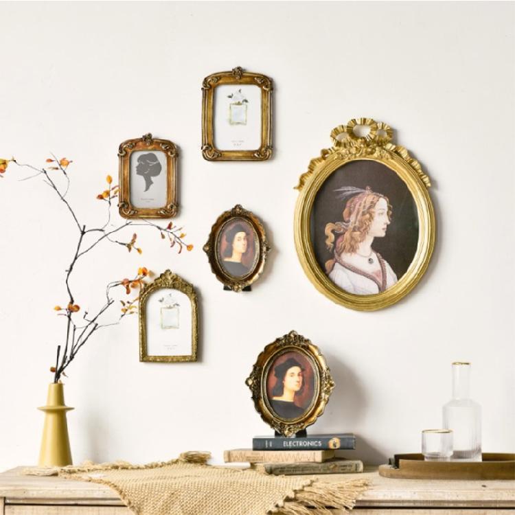 Elegant Retro Photo Frame Imitation Wood Embossed Picture Frame Home Ornaments