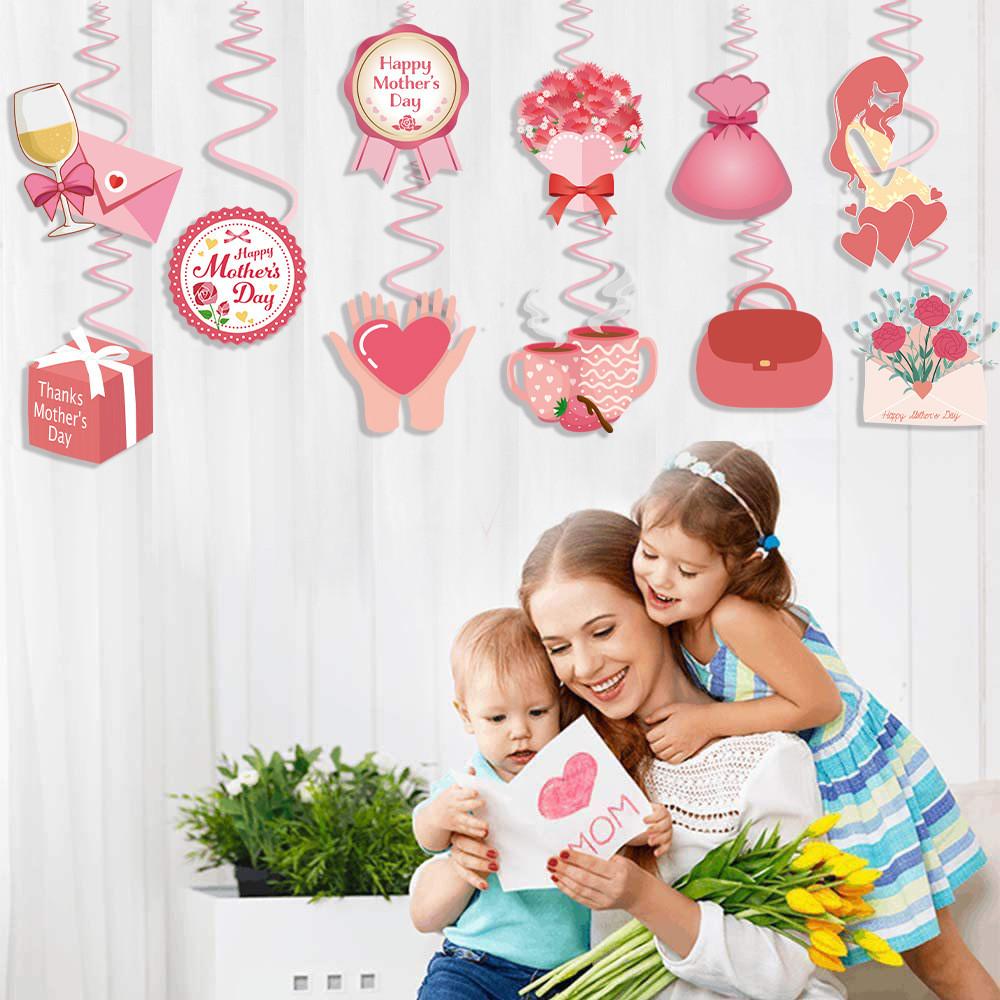 Day Mothers Spiral Pvc Hanging Decorations For Celebrations Gatherings Prop