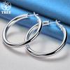 925 Sterling Silver 50mm Round Smooth Big Circle Hoop Earrings Jewelry